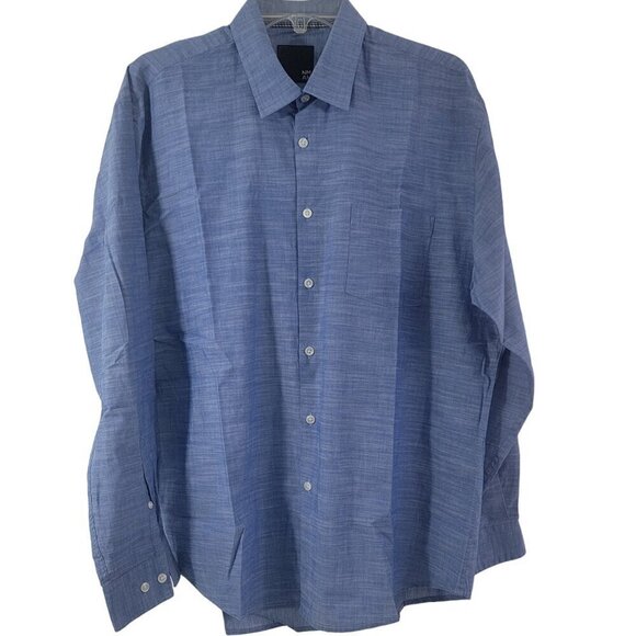 Nicole Miller NM Men’s Blue Button Up Long Sleeve Career Casual Shirt – Size XL - Picture 4 of 14